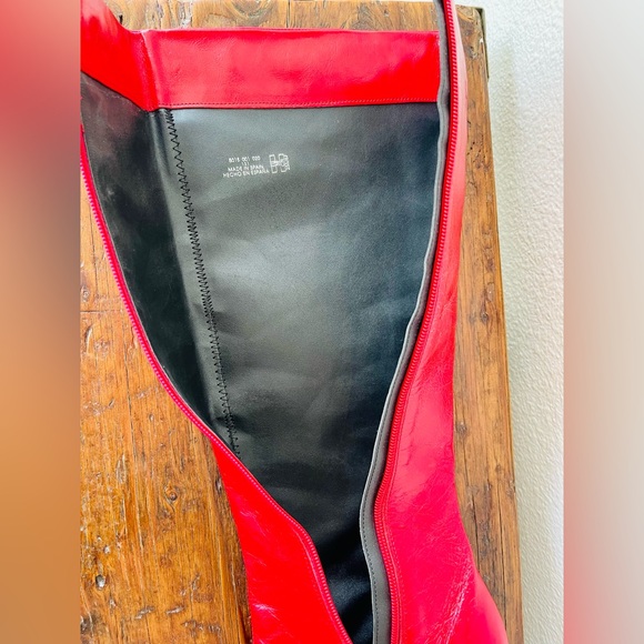 New! Zara Red Leather Knee-High Boots Women’s EU Size 39 - Picture 8 of 13